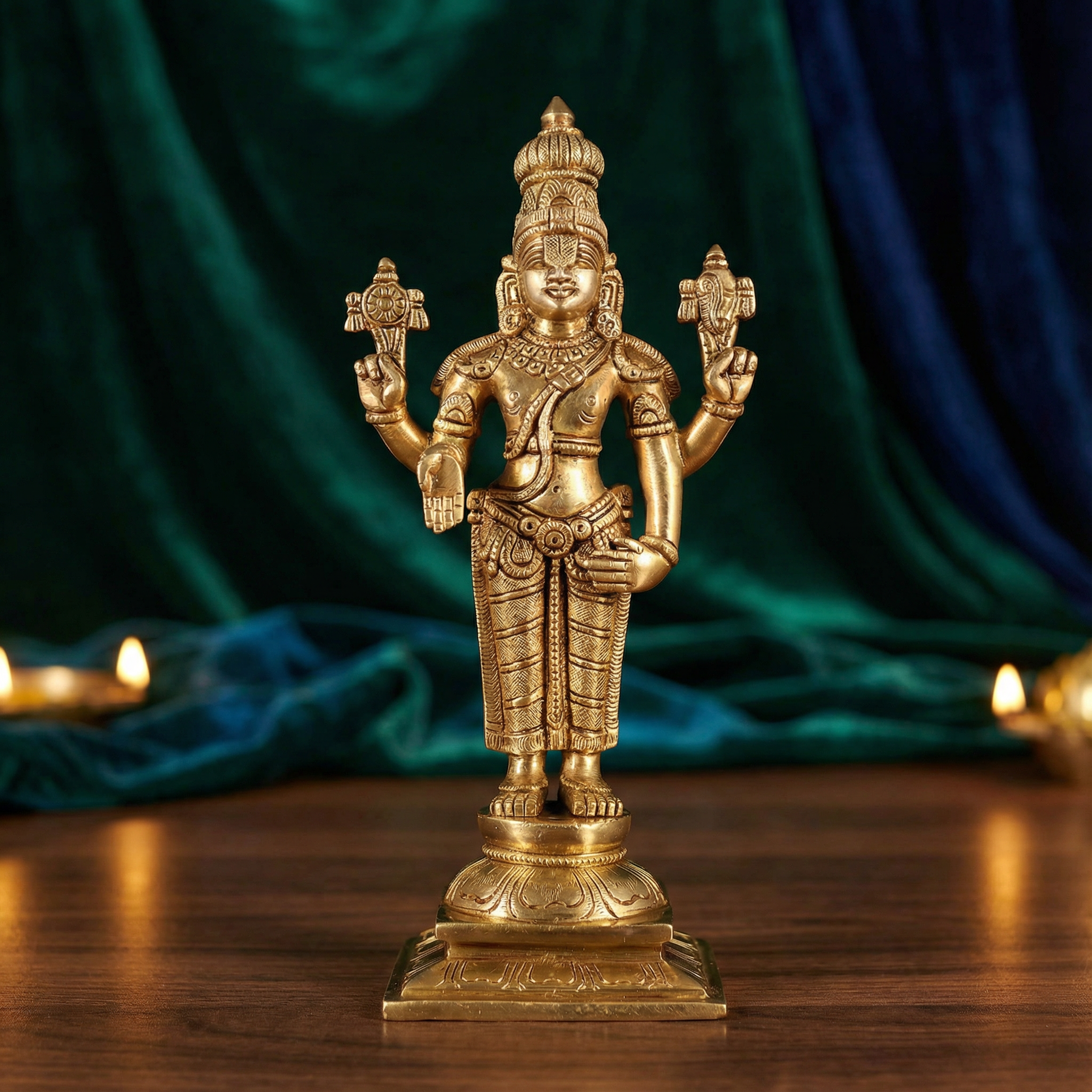 Tirupati Balaji Brass Idol | 9.5 Inch Handcrafted Venkateshwara Murti | Home Temple & Spiritual Decor