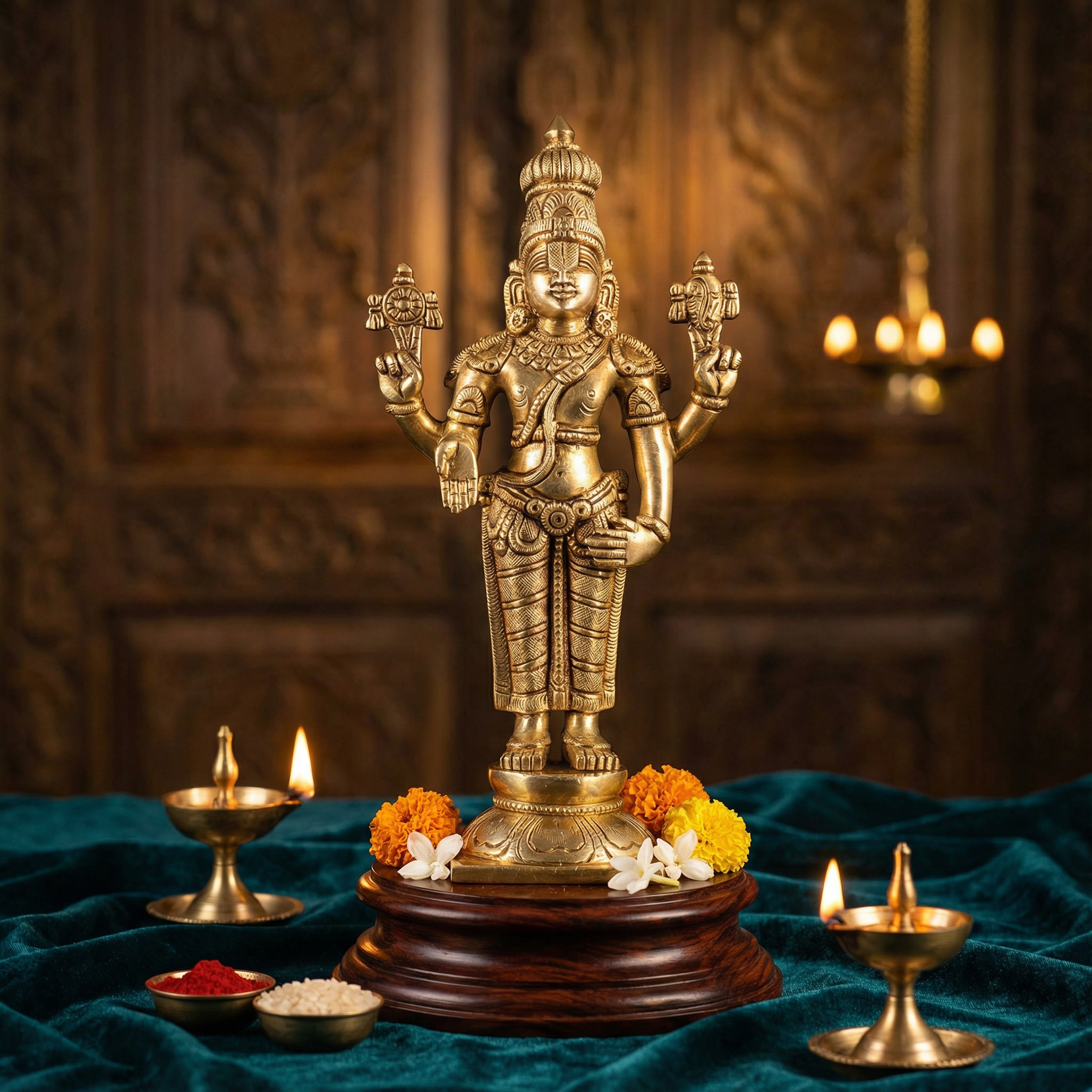 Tirupati Balaji Brass Idol | 9.5 Inch Handcrafted Venkateshwara Murti | Home Temple & Spiritual Decor