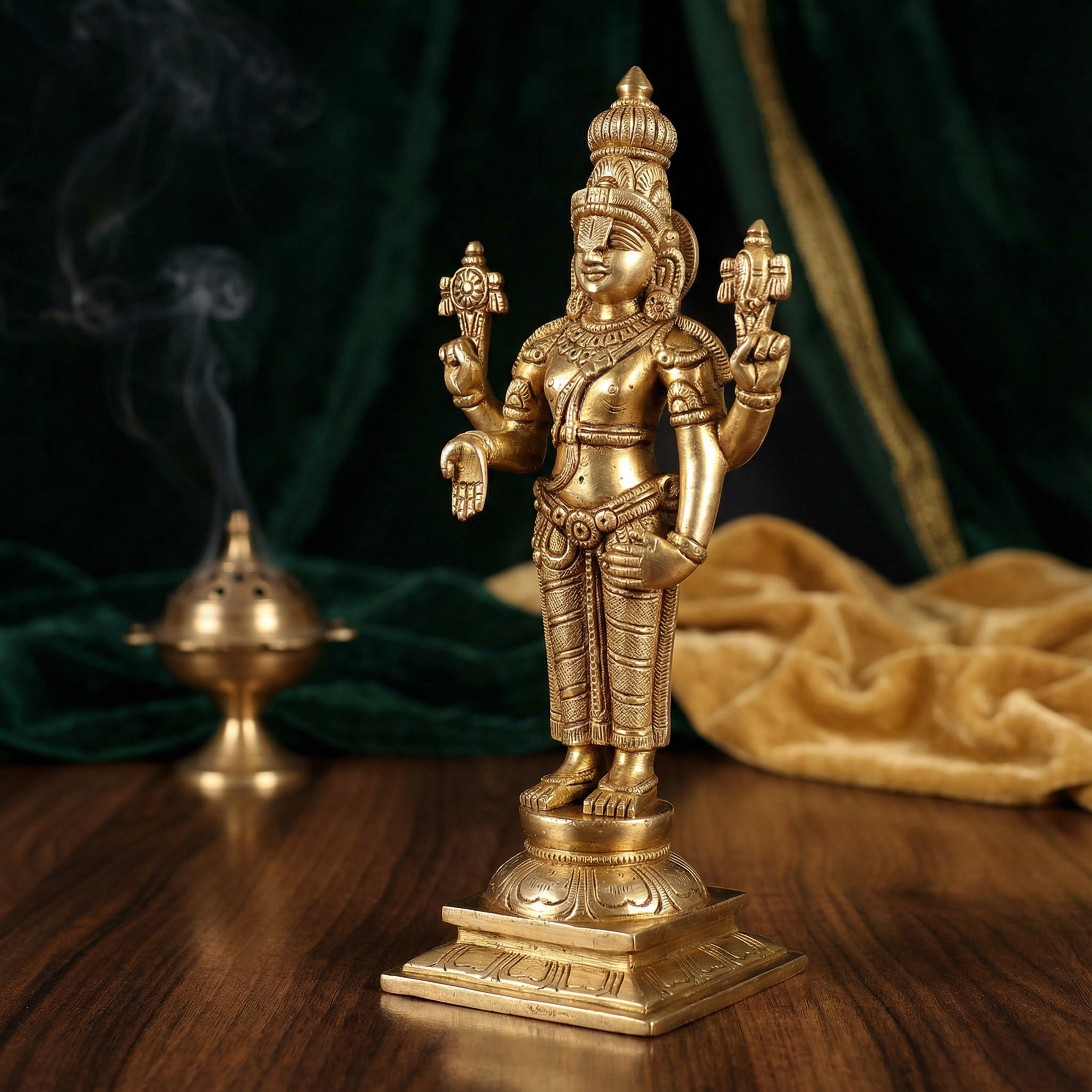 Tirupati Balaji Brass Idol | 9.5 Inch Handcrafted Venkateshwara Murti | Home Temple & Spiritual Decor