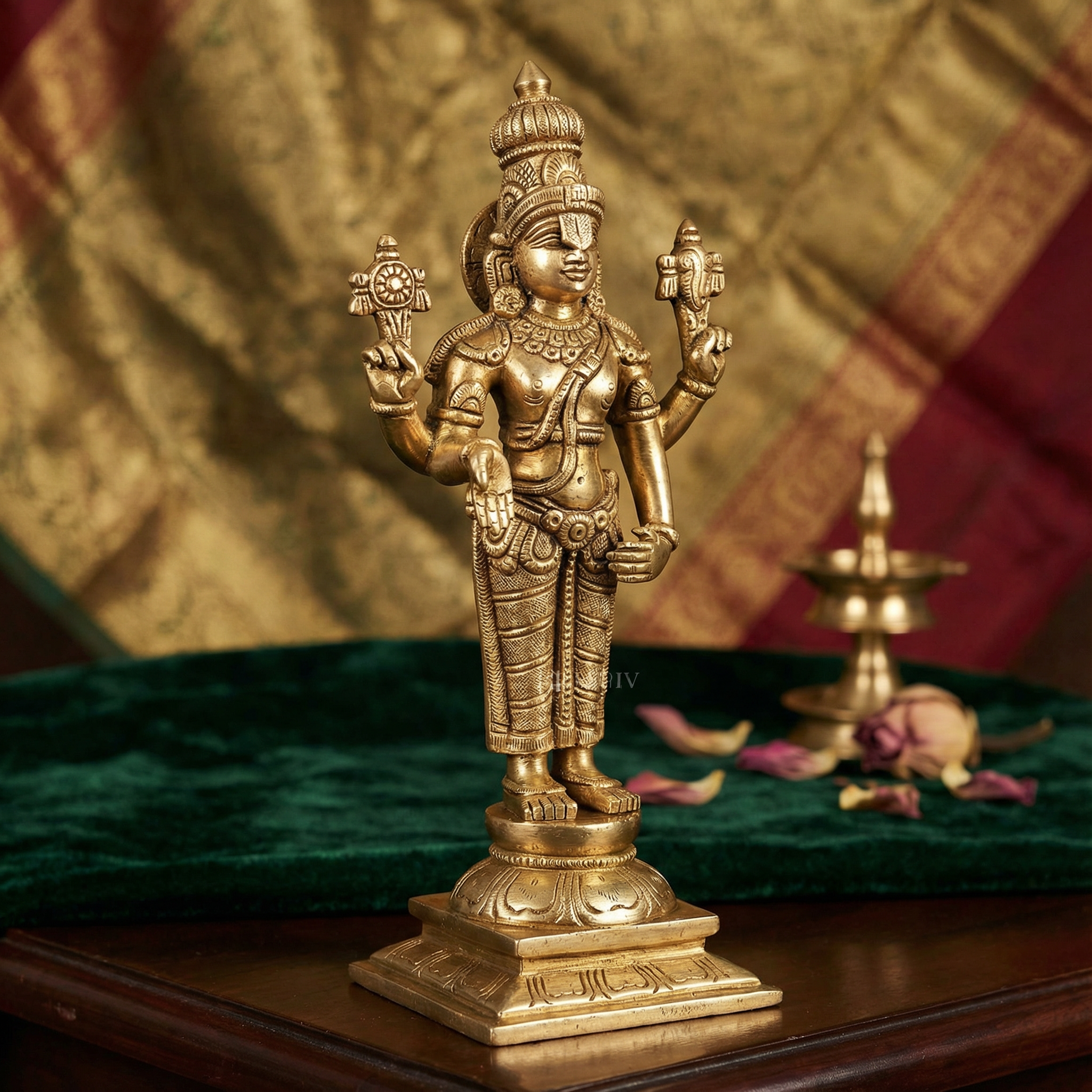 Tirupati Balaji Brass Idol | 9.5 Inch Handcrafted Venkateshwara Murti | Home Temple & Spiritual Decor