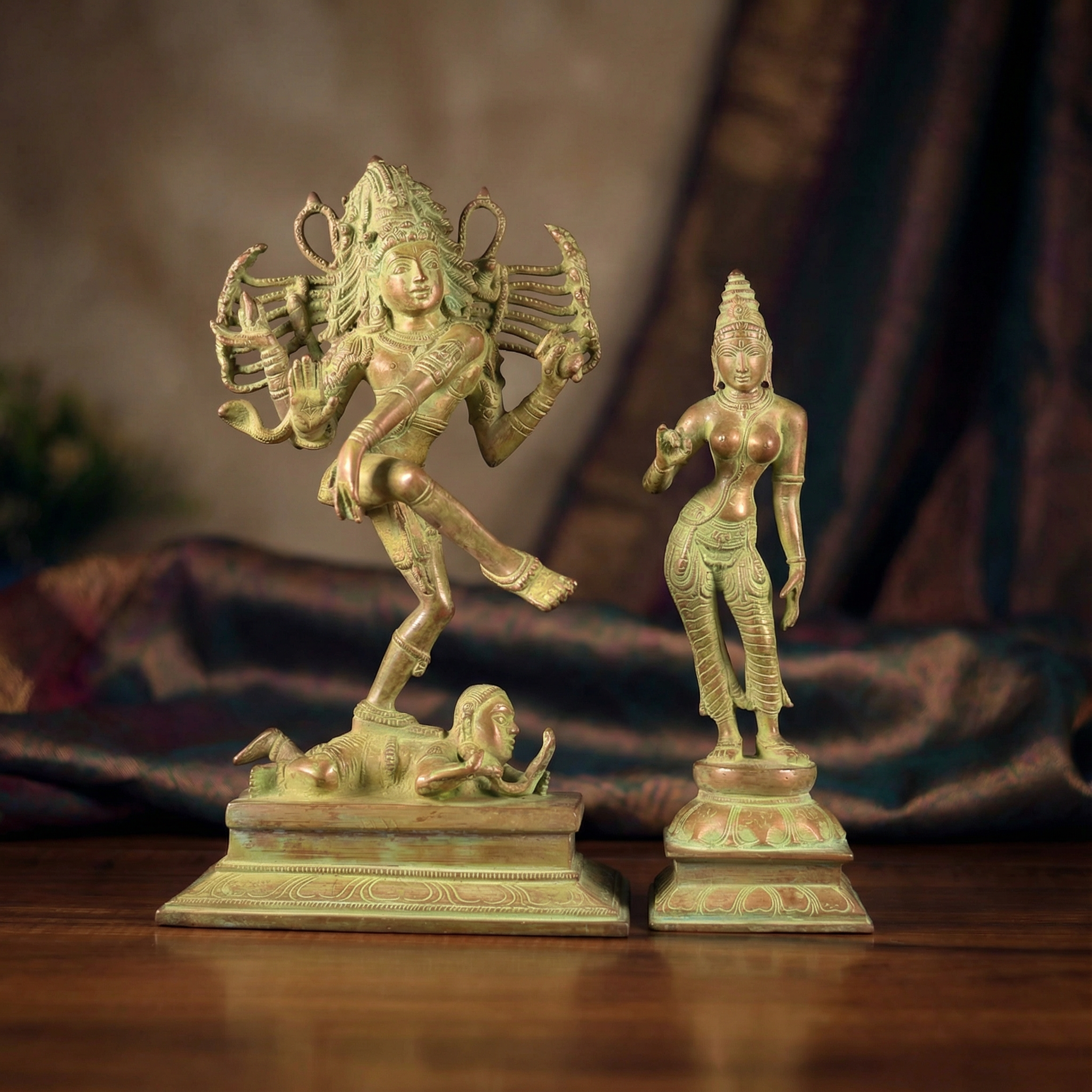 Nataraja & Sivagami (Uma Parvati) - Brass Idol - Handcrafted