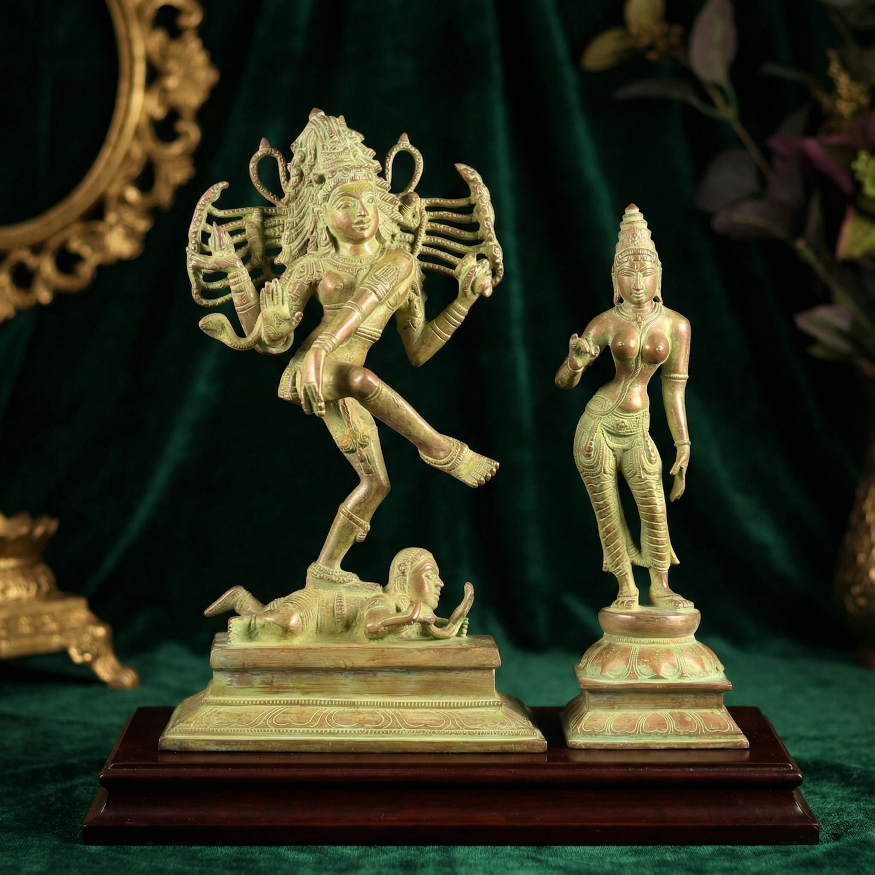Nataraja & Sivagami (Uma Parvati) - Brass Idol - Handcrafted