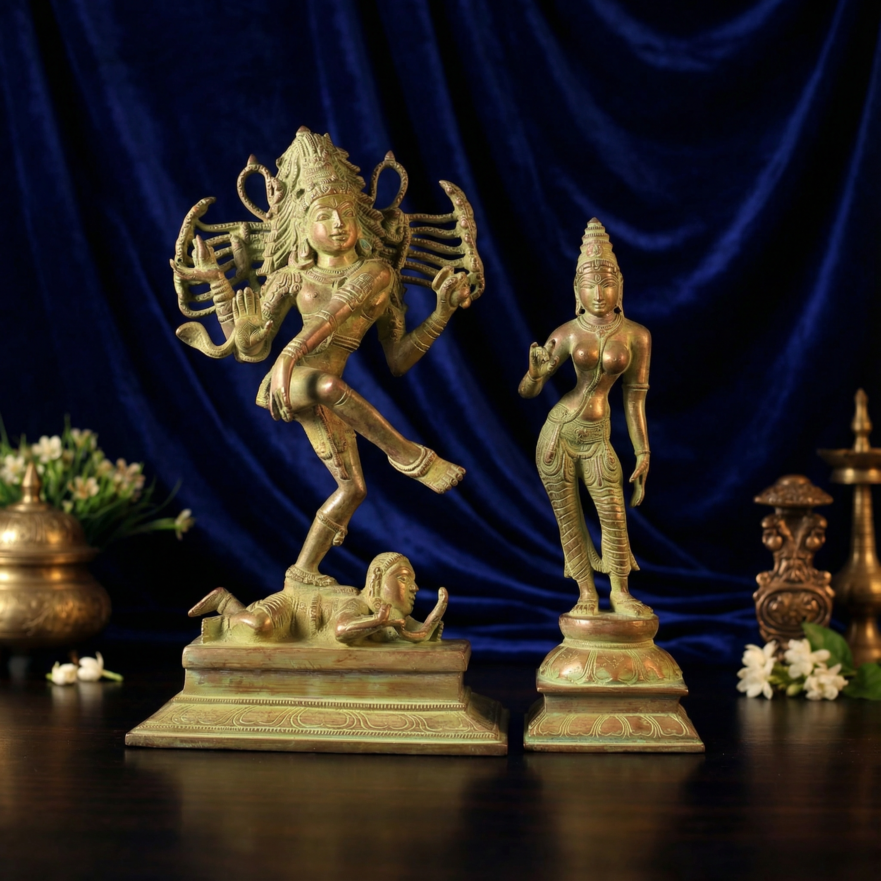 Nataraja & Sivagami (Uma Parvati) - Brass Idol - Handcrafted