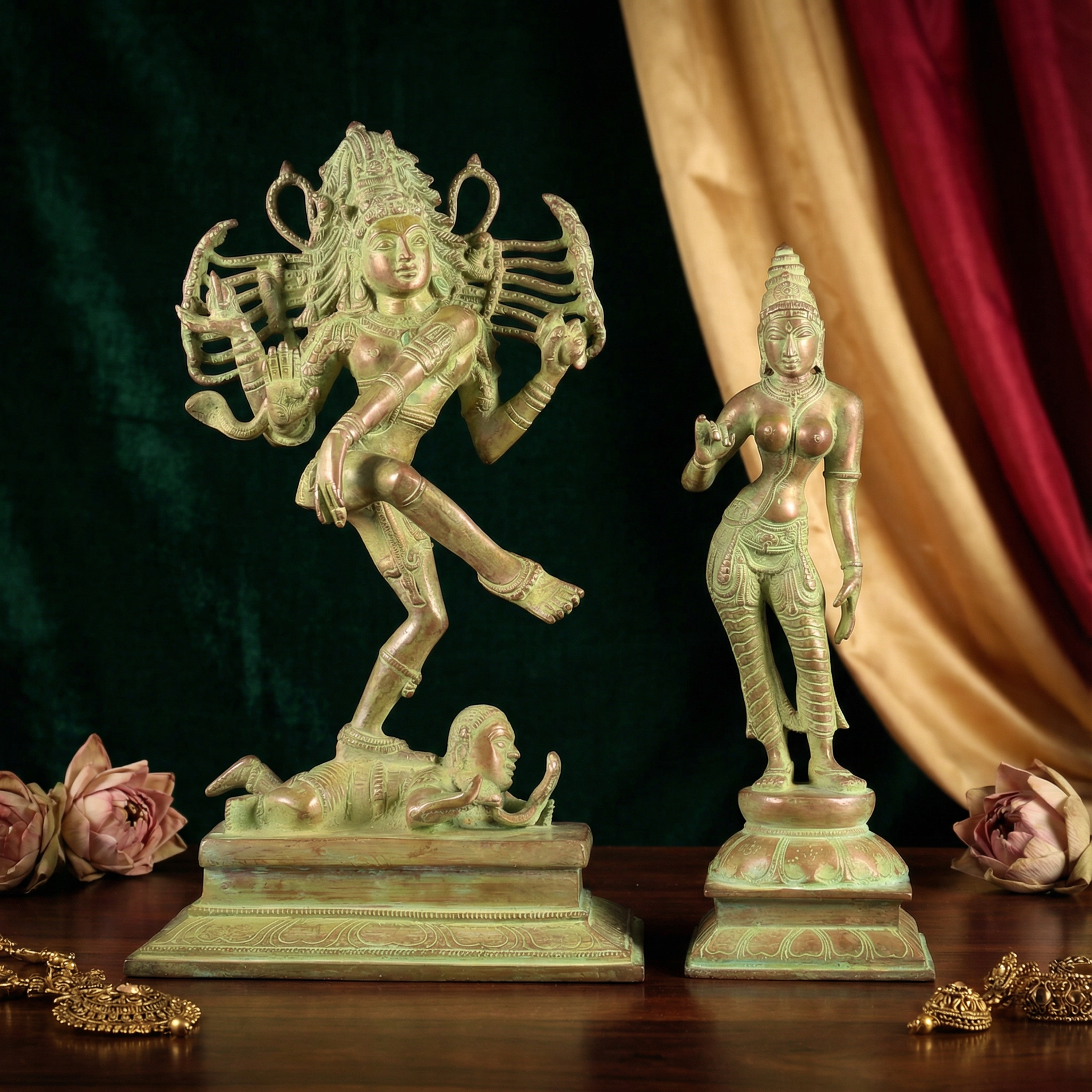 Nataraja & Sivagami (Uma Parvati) - Brass Idol - Handcrafted
