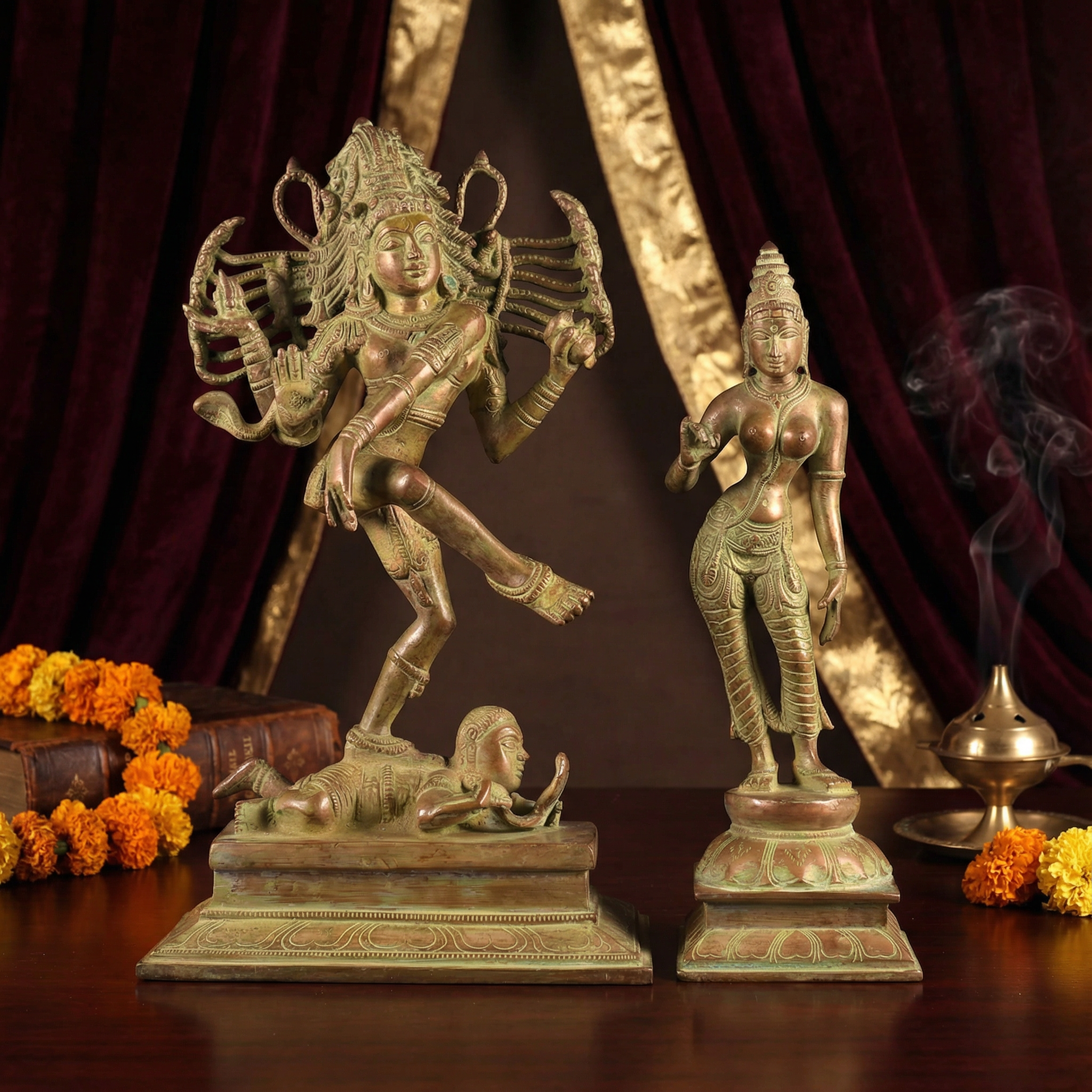 Nataraja & Sivagami (Uma Parvati) - Brass Idol - Handcrafted