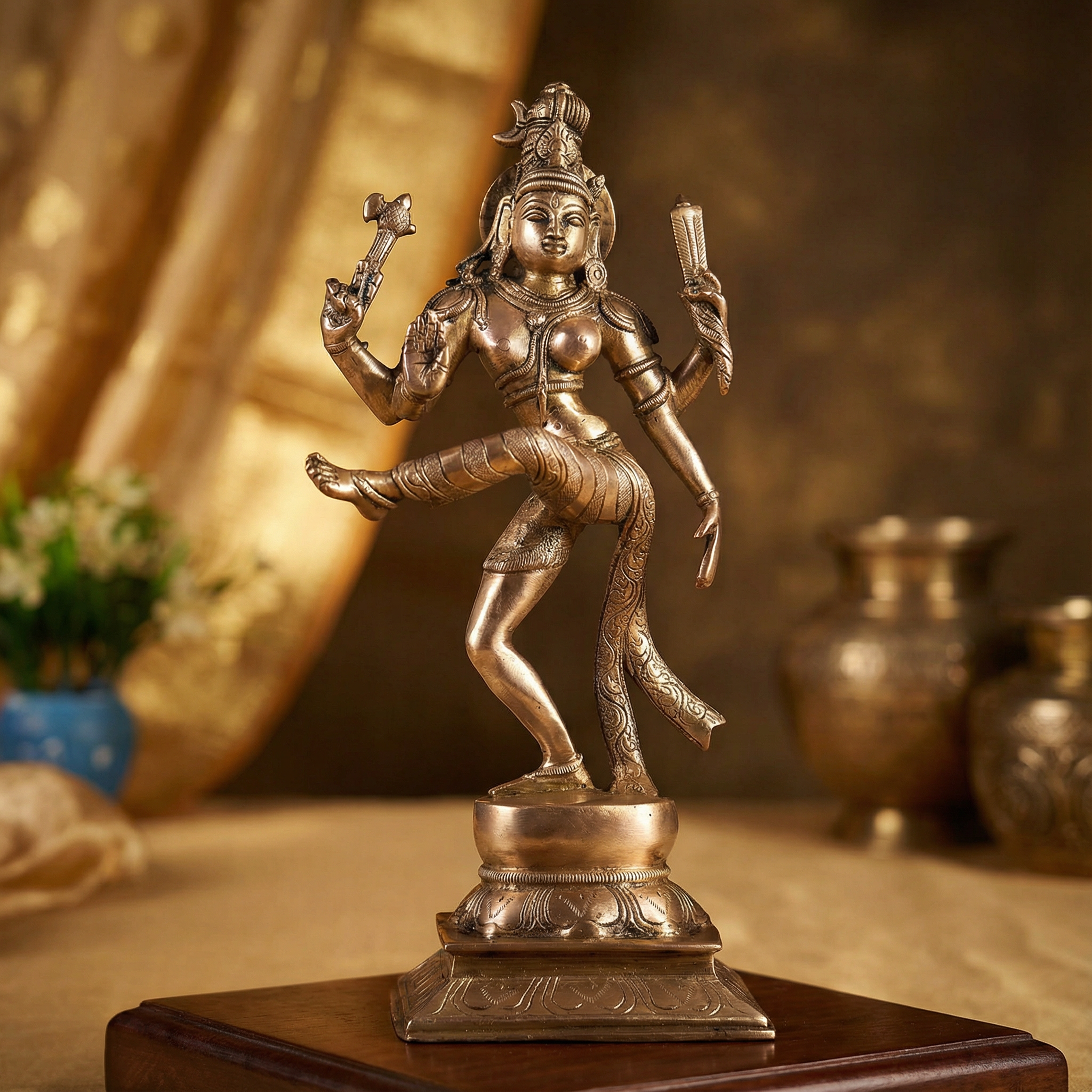 Ardhanarishvara - Shiva Shakti - 12.5 inch Brass Idol - Handcrafted Hindu Home Decor