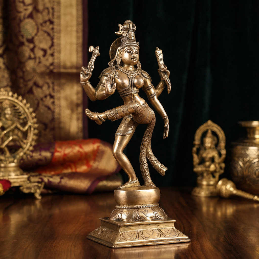 Ardhanarishvara - Shiva Shakti - 12.5 inch Brass Idol - Handcrafted Hindu Home Decor