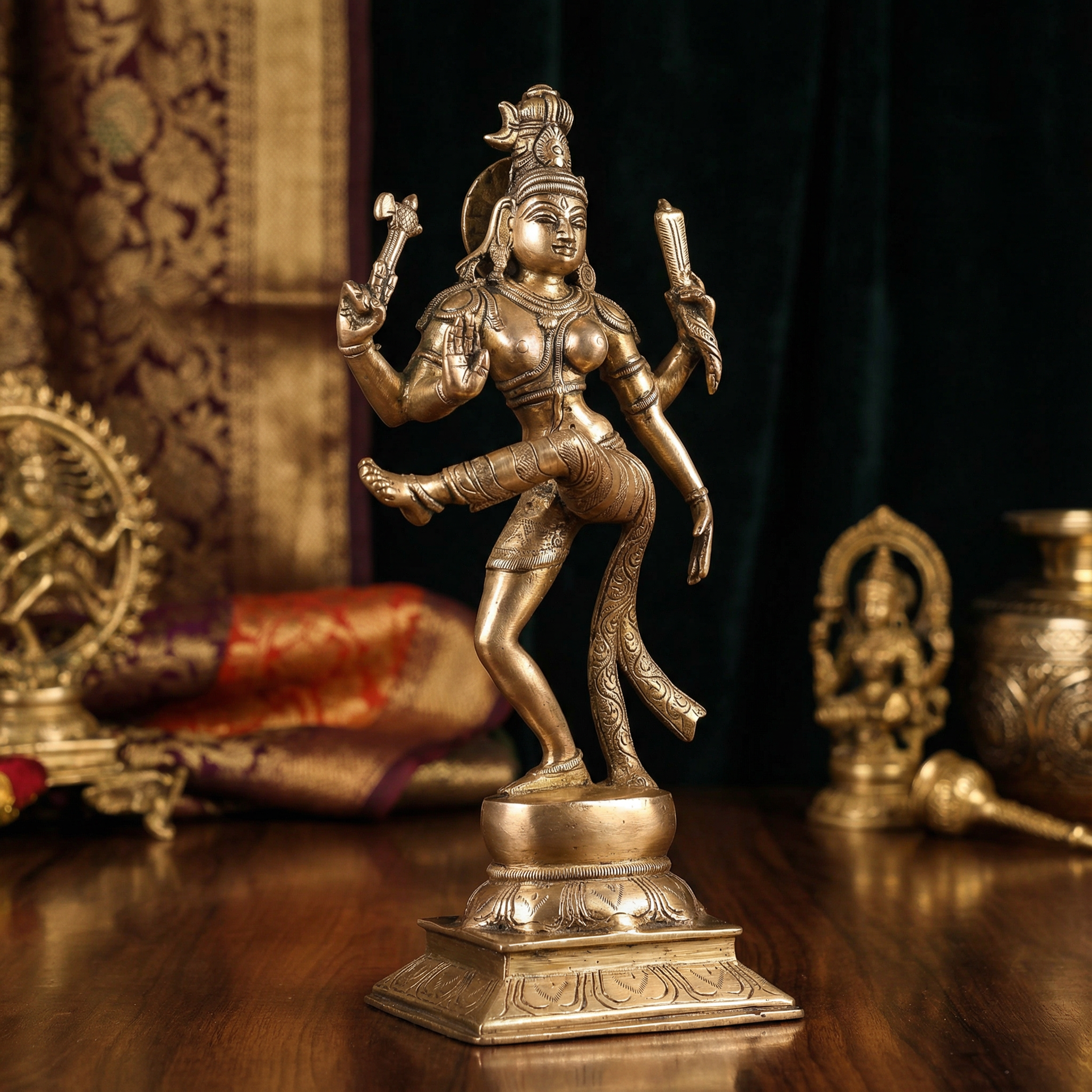 Ardhanarishvara - Shiva Shakti - 12.5 inch Brass Idol - Handcrafted Hindu Home Decor