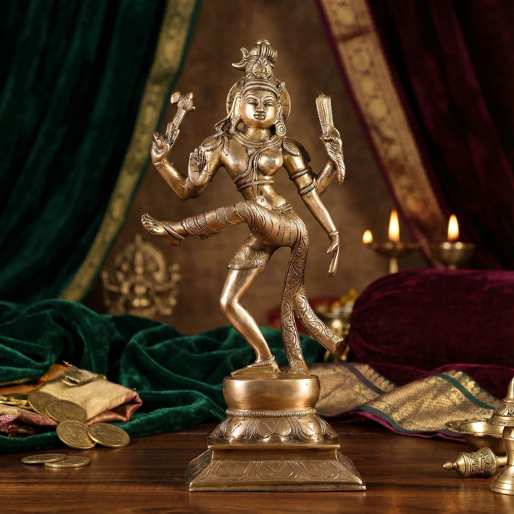 Ardhanarishvara - Shiva Shakti - 12.5 inch Brass Idol - Handcrafted Hindu Home Decor