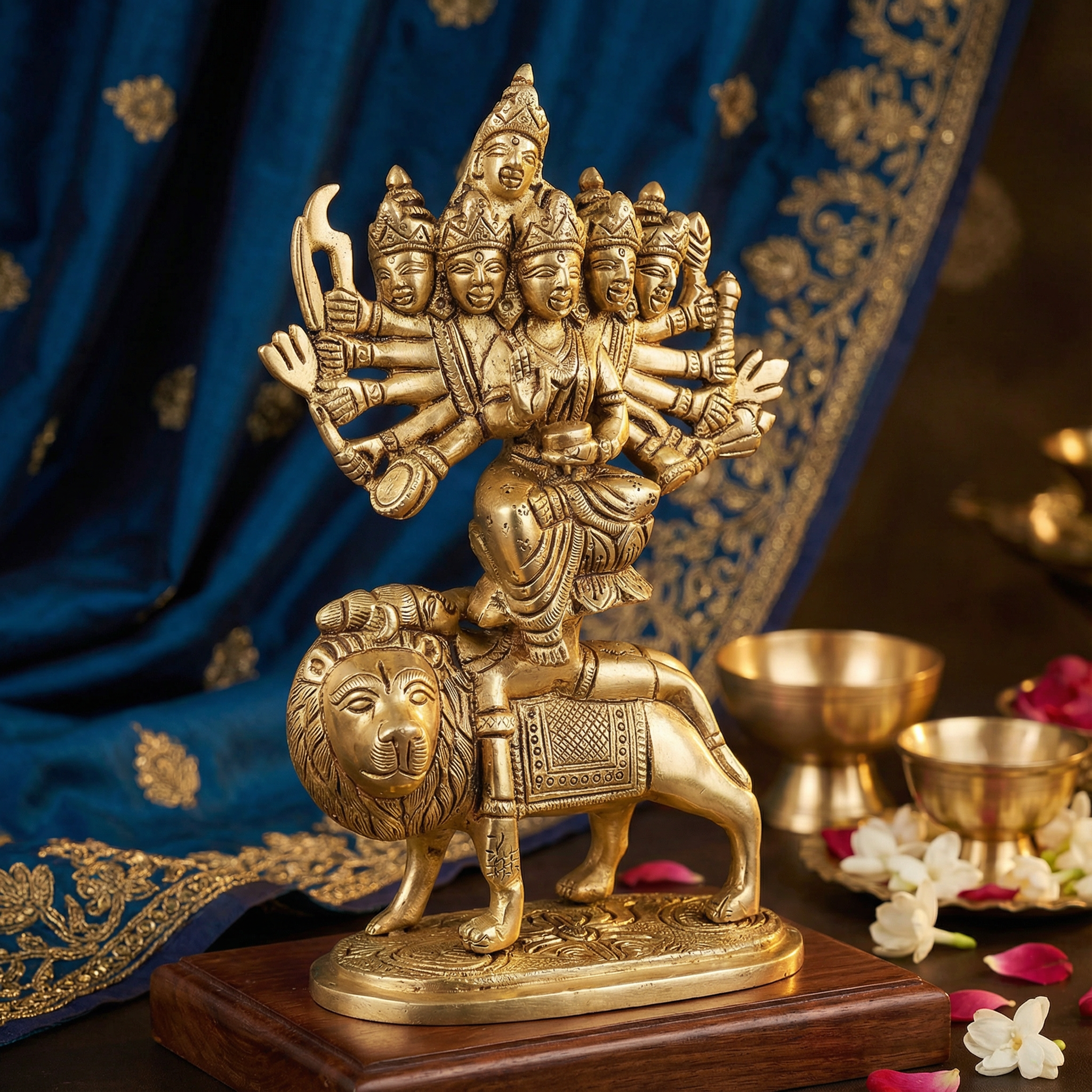 Kamakhya Devi Brass Idol | Superfine Handcrafted Statue | 8.5 Inch, 2.2kg | Shakti Goddess Murti for Home Temple & Spiritual Decor