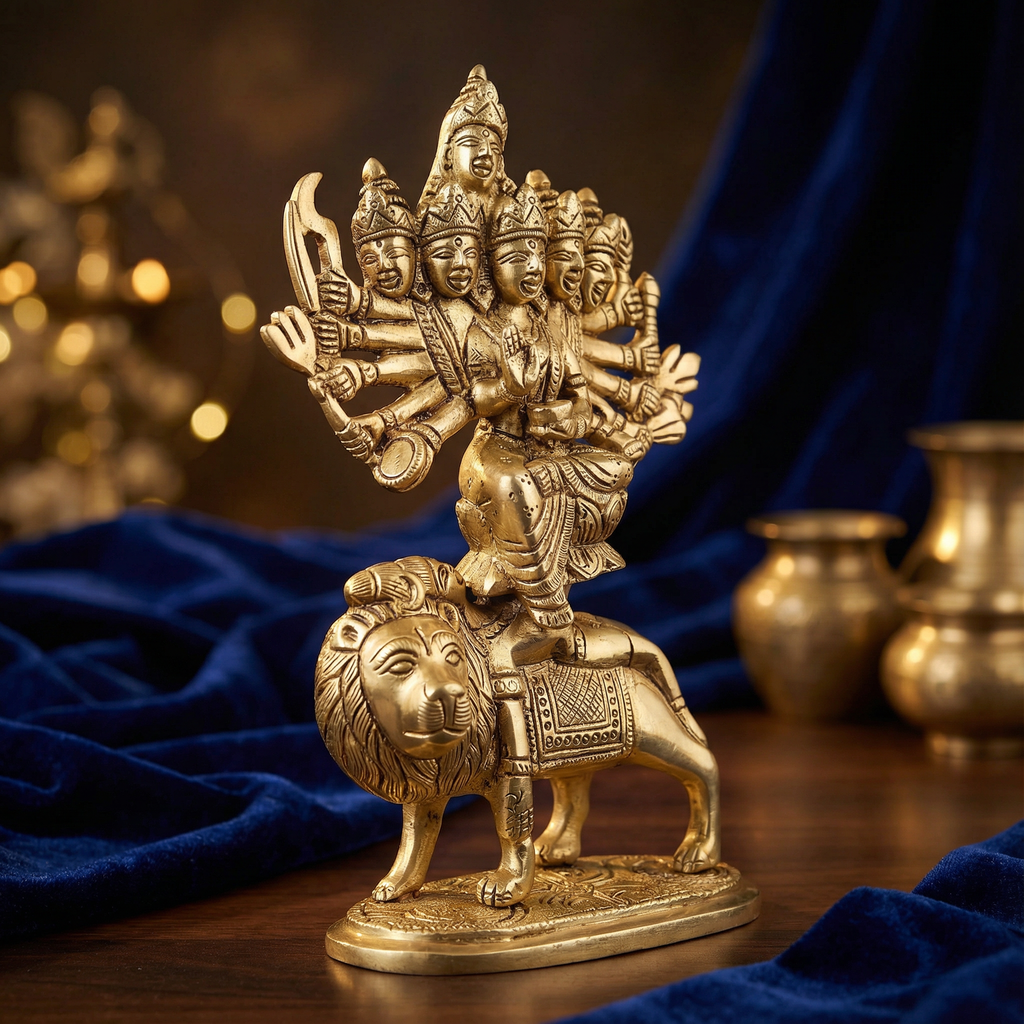 Kamakhya Devi Brass Idol | Superfine Handcrafted Statue | 8.5 Inch, 2.2kg | Shakti Goddess Murti for Home Temple & Spiritual Decor