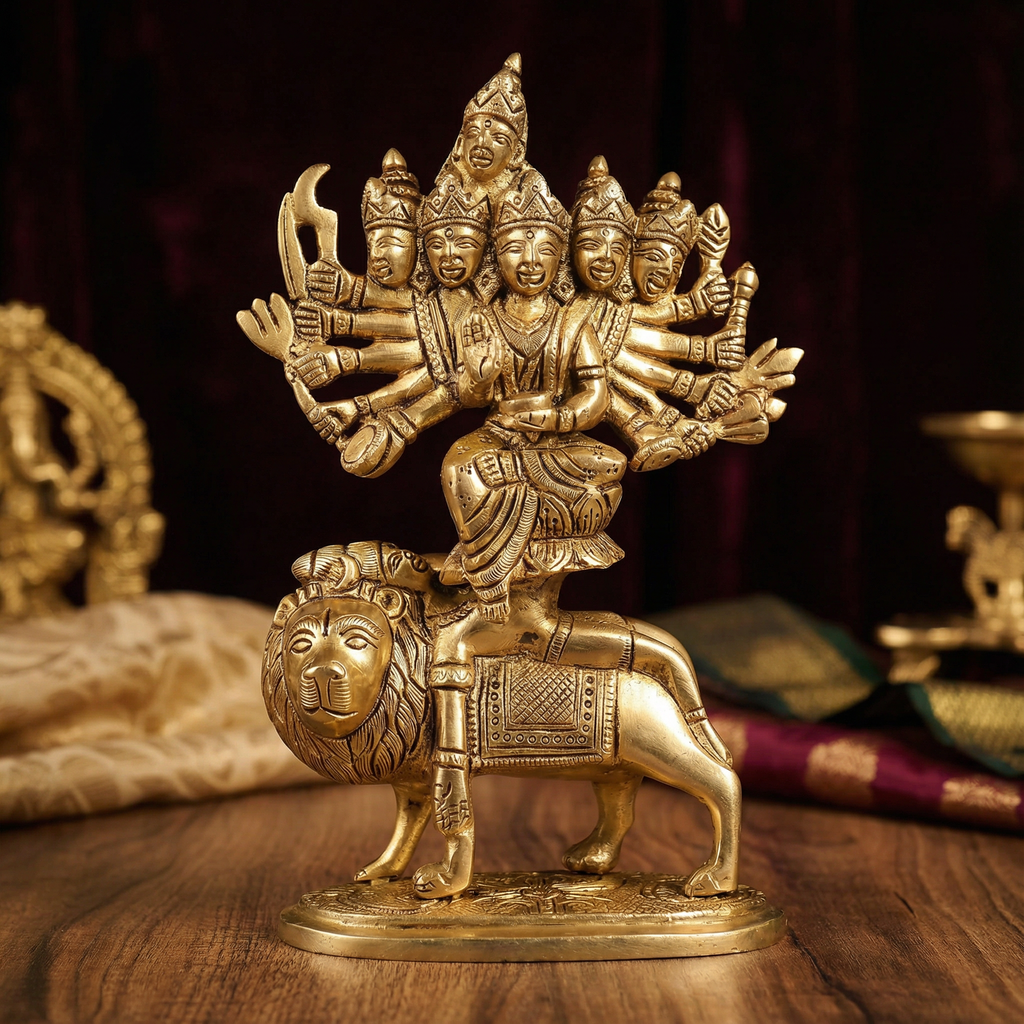 Kamakhya Devi Brass Idol | Superfine Handcrafted Statue | 8.5 Inch, 2.2kg | Shakti Goddess Murti for Home Temple & Spiritual Decor