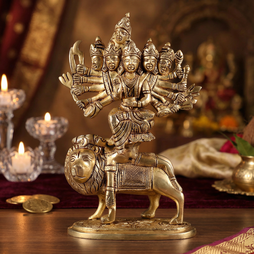 Kamakhya Devi Brass Idol | Superfine Handcrafted Statue | 8.5 Inch, 2.2kg | Shakti Goddess Murti for Home Temple & Spiritual Decor