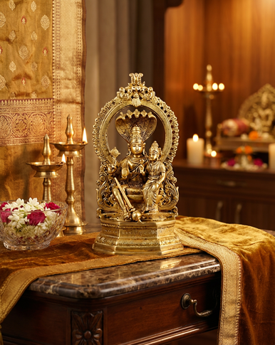 Vishnu Lakshmi Brass Statue 10 Inch | Lakshmi Narayan Idol | Premium Hindu Decor | Home Temple Murti | Indian Brass Sculpture Gift