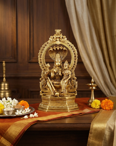 Vishnu Lakshmi Brass Statue 10 Inch | Lakshmi Narayan Idol | Premium Hindu Decor | Home Temple Murti | Indian Brass Sculpture Gift