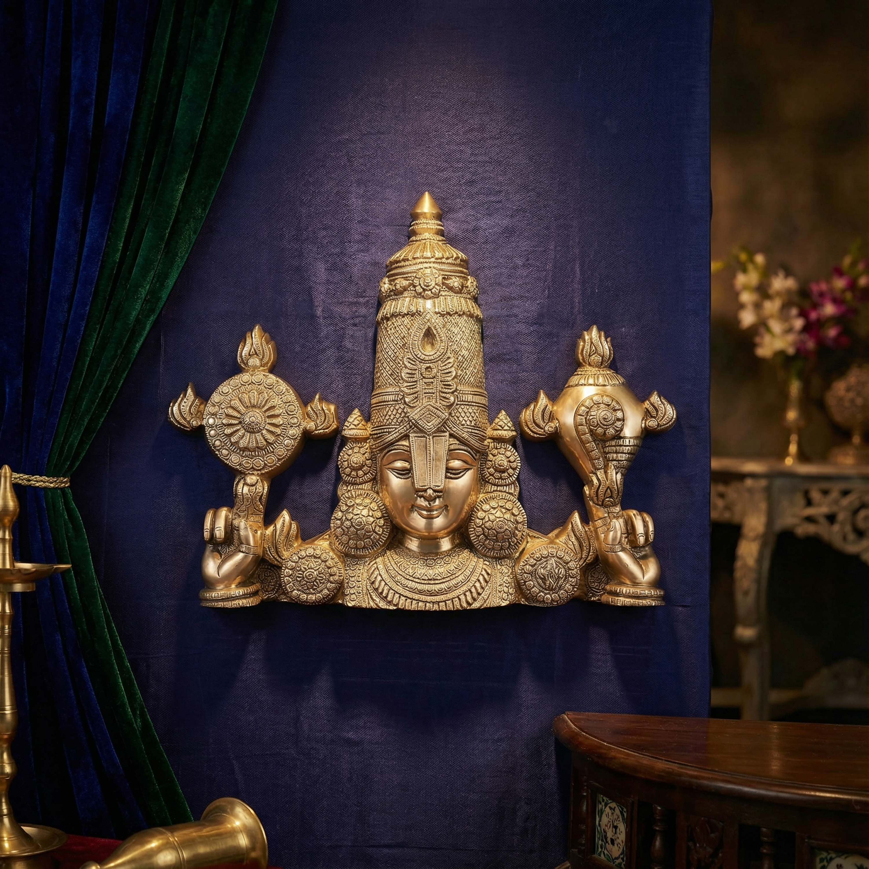 Tirupati Balaji Brass Wall Hanging | 20 inch | Wall Decor